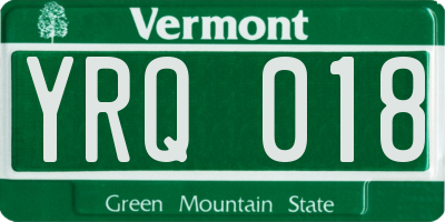 VT license plate YRQ018