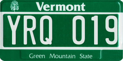VT license plate YRQ019