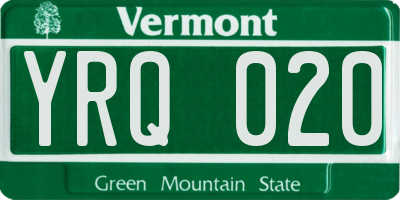 VT license plate YRQ020