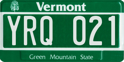 VT license plate YRQ021