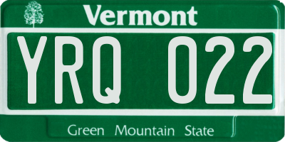 VT license plate YRQ022