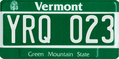 VT license plate YRQ023