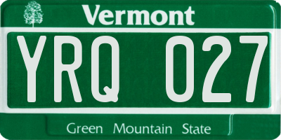 VT license plate YRQ027