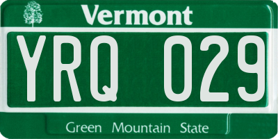 VT license plate YRQ029