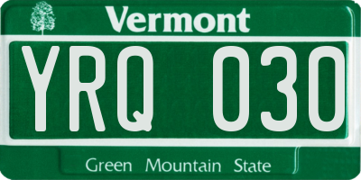 VT license plate YRQ030