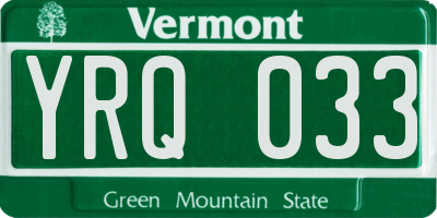 VT license plate YRQ033
