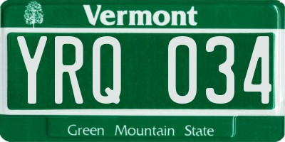 VT license plate YRQ034