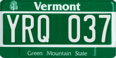 VT license plate YRQ037