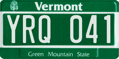 VT license plate YRQ041