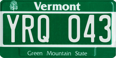 VT license plate YRQ043