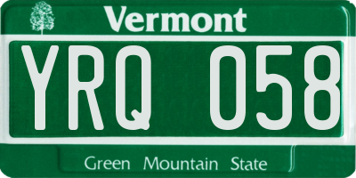 VT license plate YRQ058