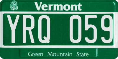 VT license plate YRQ059