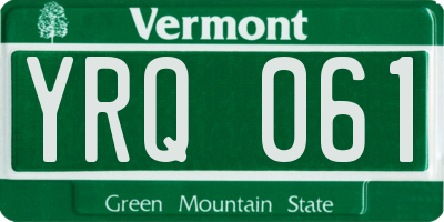 VT license plate YRQ061