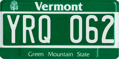 VT license plate YRQ062