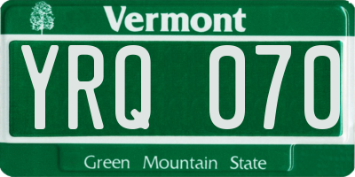 VT license plate YRQ070