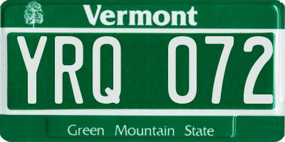 VT license plate YRQ072