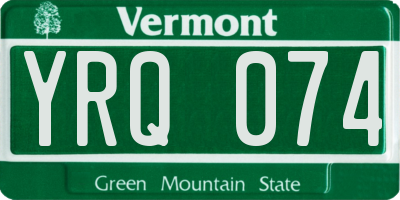 VT license plate YRQ074