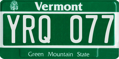 VT license plate YRQ077