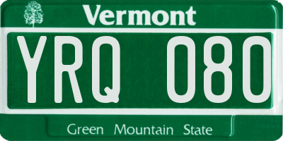 VT license plate YRQ080