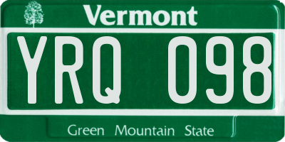 VT license plate YRQ098