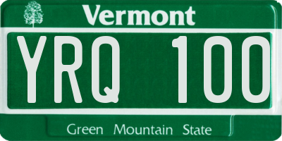 VT license plate YRQ100