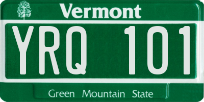 VT license plate YRQ101