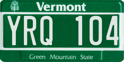VT license plate YRQ104
