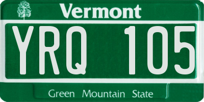 VT license plate YRQ105