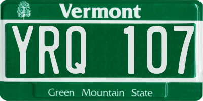 VT license plate YRQ107