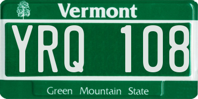 VT license plate YRQ108