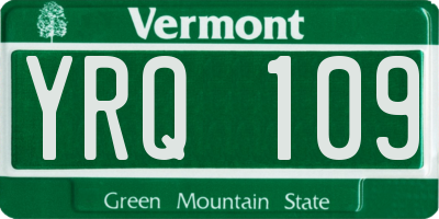 VT license plate YRQ109