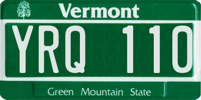 VT license plate YRQ110