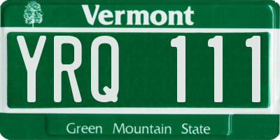 VT license plate YRQ111
