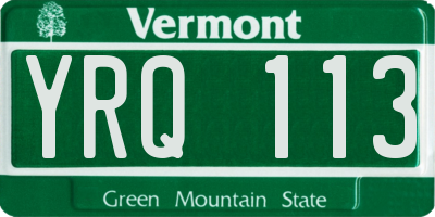 VT license plate YRQ113