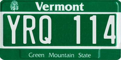 VT license plate YRQ114