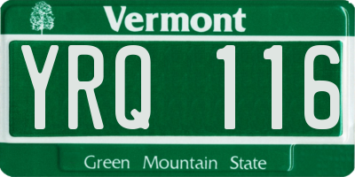 VT license plate YRQ116