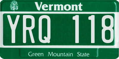 VT license plate YRQ118