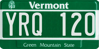 VT license plate YRQ120