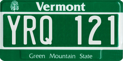 VT license plate YRQ121