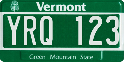 VT license plate YRQ123