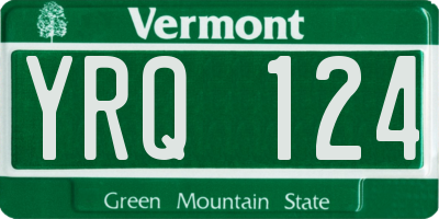 VT license plate YRQ124