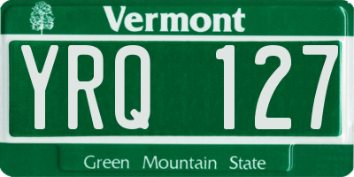 VT license plate YRQ127
