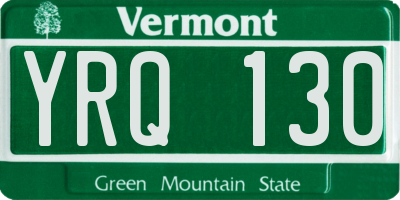 VT license plate YRQ130