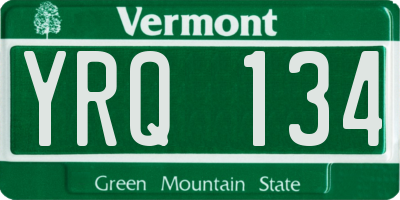 VT license plate YRQ134