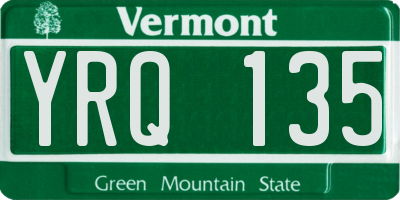 VT license plate YRQ135