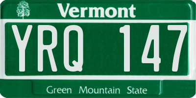 VT license plate YRQ147