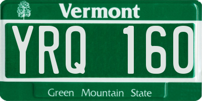 VT license plate YRQ160