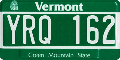 VT license plate YRQ162