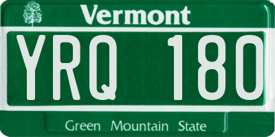 VT license plate YRQ180