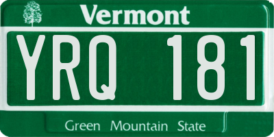 VT license plate YRQ181